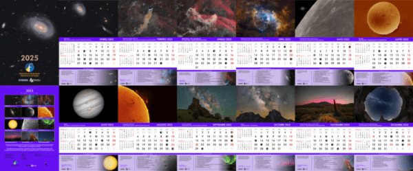 FAAE Astrocalendar 2025 featuring astronomical images and events.